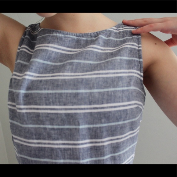Women’s Size XS Striped Linen Blend Dress Blue - Picture 4 of 4